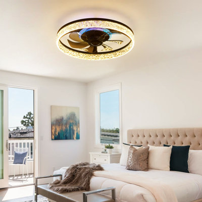 Ventilateur de plafond de 18,9 po avec lumière, 3 lumières DEL à température de couleur à intensité variable, minuterie pour le salon de la chambre à coucher