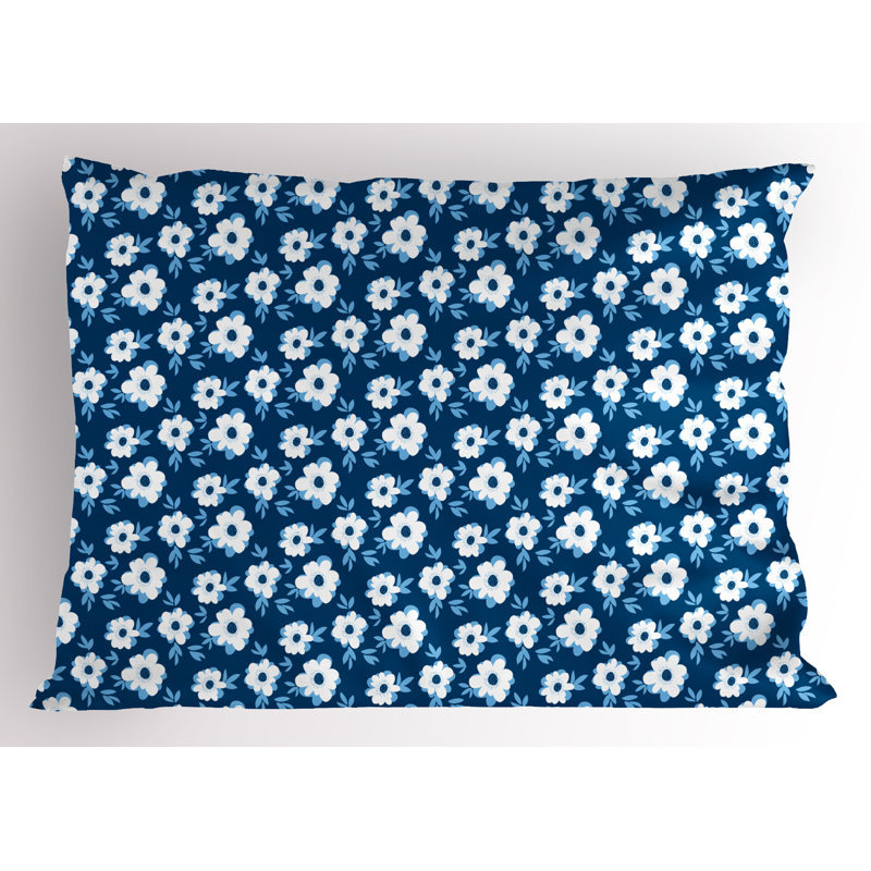 Ensemble de 2 taies décoratives à motif de fleurs de marguerite bleu azur et bleu nuit Ambesonne, H 20 po x l 36 po