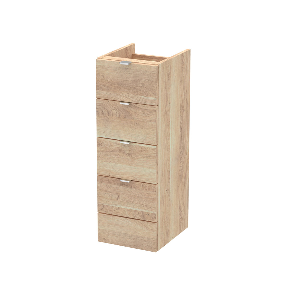Hudson Reed Bleached Oak Fusion Woodgrain Floor Standing 4 Drawer Storage Unit | | Mfc | 300Mm - Image 2