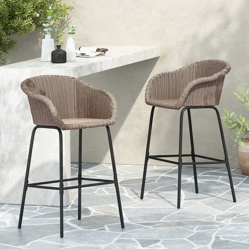 Tabouret de bar d'extérieur en métal Ladd, Marron clair