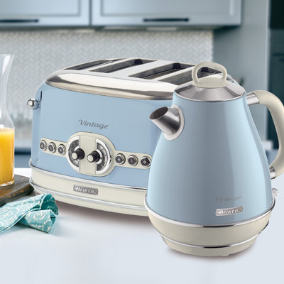Ariete Vintage 1.7L Stainless Steel Jug Kettle with 4 Slice Toaster Set