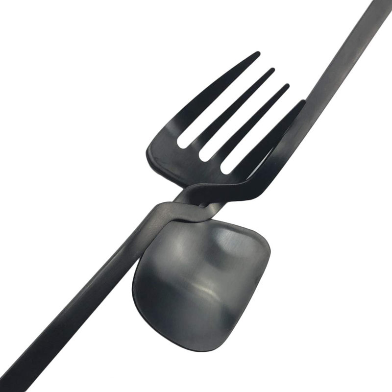 Ensemble de couverts en acier inoxydable Ivy Bronx Iban - Service pour 6, Noir