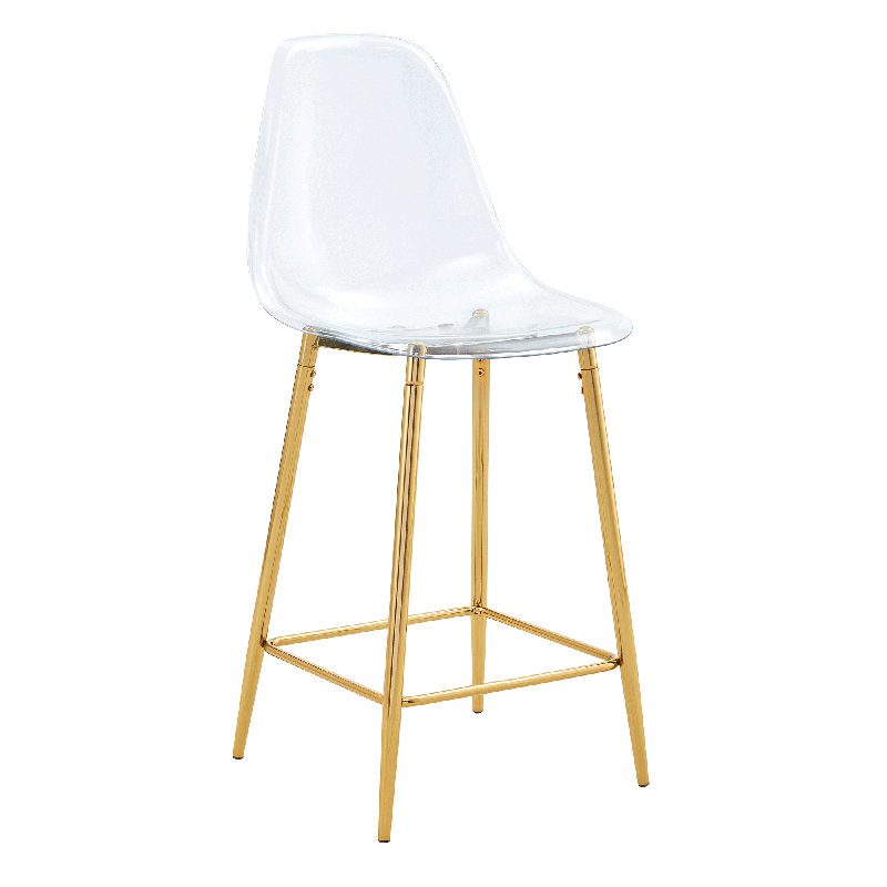 Tabourets de bar modernes de 25,5 po de hauteur comptoir en acrylique transparent avec structure en métal et repose-pieds, 2