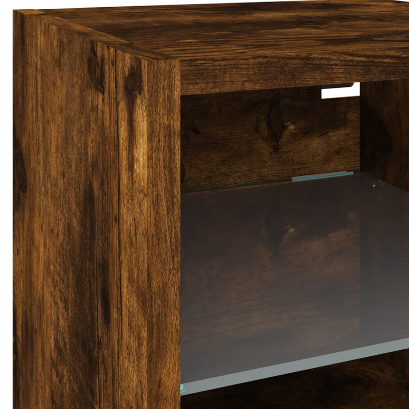Baukus Unfinished TV Stand for TVs up to 24", Smoked Oak