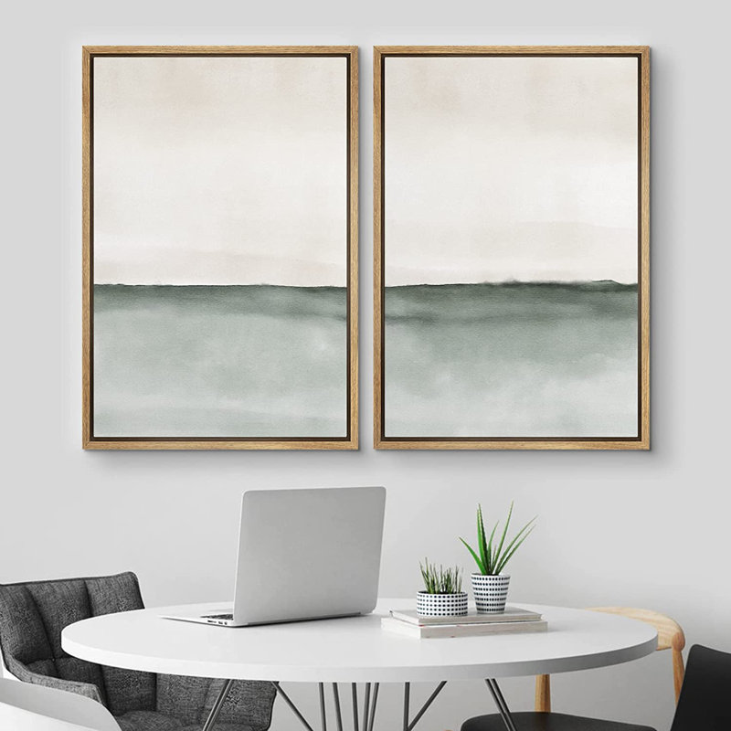 Ensemble de 2 reproductions encadrées sur toile, H 24 po x l 32 po x P 1,5 po, Naturel