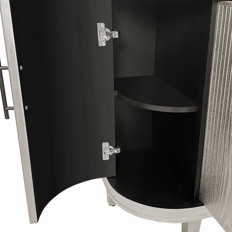 Modern Curved Sideboard Storage Cabinet Wooden Console Table Coffee Bar Cabinet, Champagne