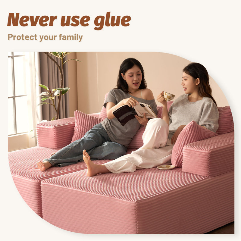 Corduroy Sofa, Pink, Chaise Lounge Chair