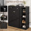 Armoire à chaussures avec portes et tiroirs, armoire à chaussures moderne de 42 po de hauteur avec 3 tablettes réglables et base stable-1557362547
