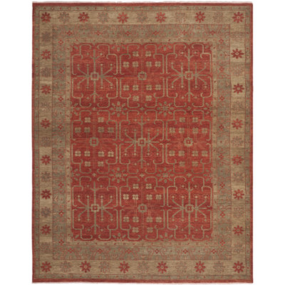 Isabelita Hand Knotted Wool/Cotton Oriental Rug in Red