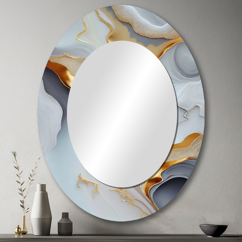 Miroir mural blanc et doré, 43 po x 33 po