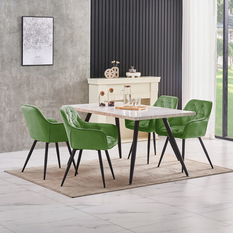 Irie Single Velvet Upholstered Dining Chair with Arm, Sage Green