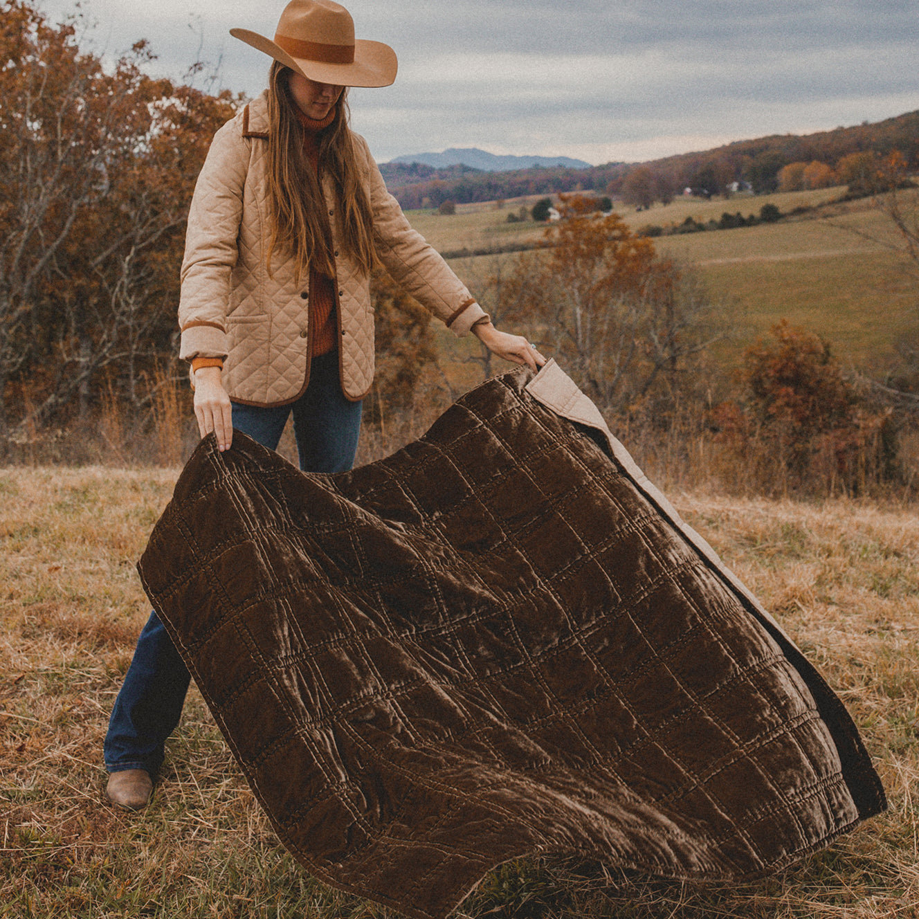 Stella Velvet Throw Blanket, Copper Brown