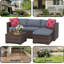 Ensemble de conversation 5 pièces pour patio modulaire en osier brun / gris clair-966544725-966544723