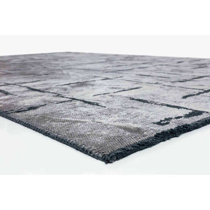 Rapture Black/Siver Gray Abstract Luxury Area Rug, Rectangle 7'10" x 9'10"