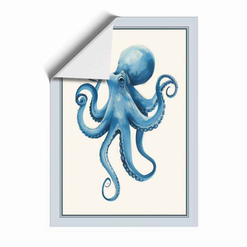 Blue Octopus Modern - Framed Print, A2 - 59.4 x 42.0 cm, Unframed