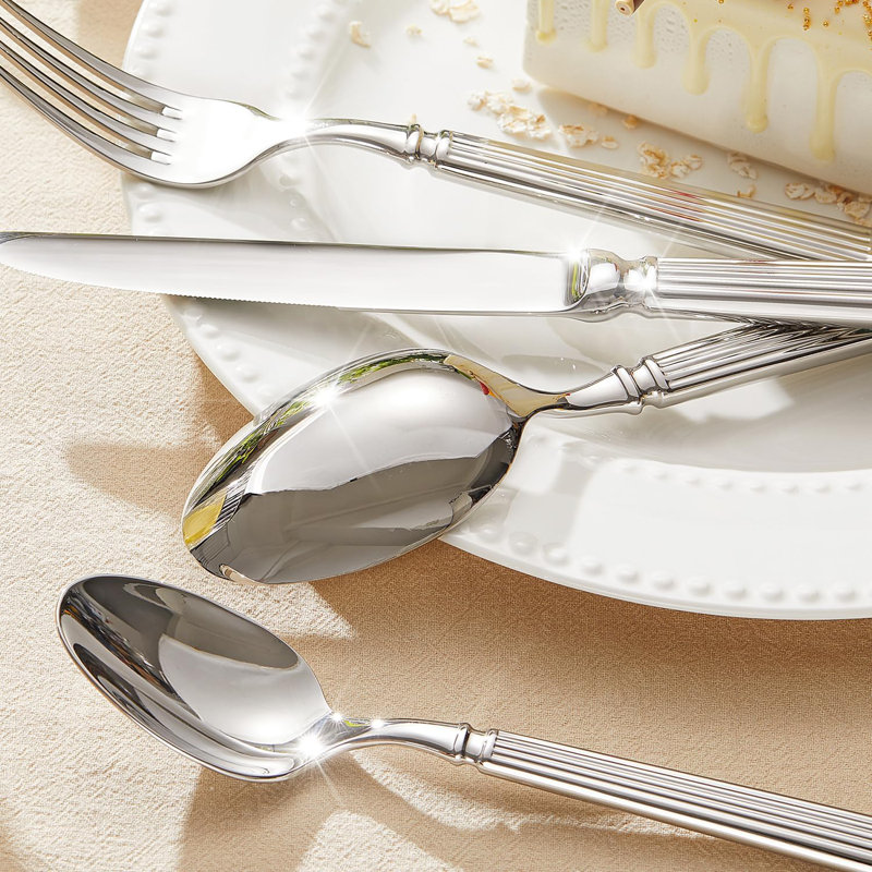 Ensemble de couverts 20 pièces en acier inoxydable pour 4, 18/10 couverts avec colonne romaine, argenterie résistante au lave-vaisselle pour la maison, le restaurant, le mariage, la fête et les cadeaux