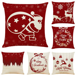Housses de coussin décoratives carrées de 18 po pour Noël (ensemble de 6)