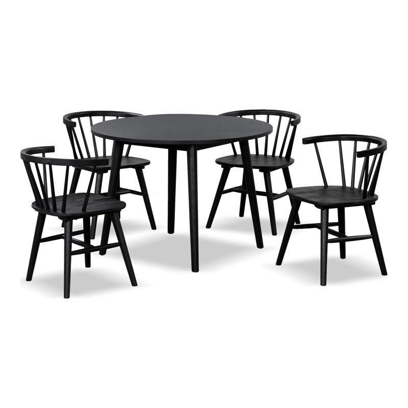 Angela 5-Piece Dining Table Set, Black