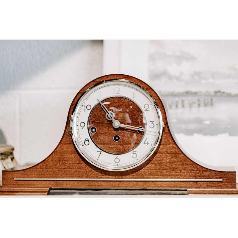 Analog Solid Wood Mechanical Tabletop Clock in Brown