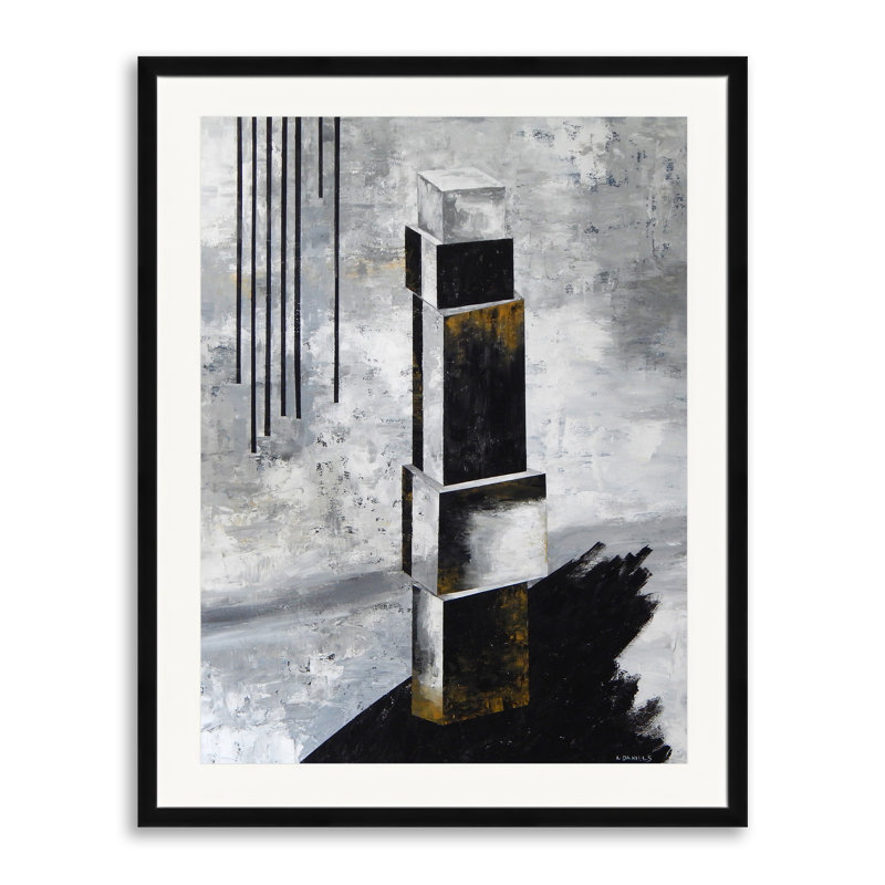 «Indépendamment ensemble» par Lisa Daniels - Peinture, Papier avec cadre noir, H 31,25 po x l 25,25 po