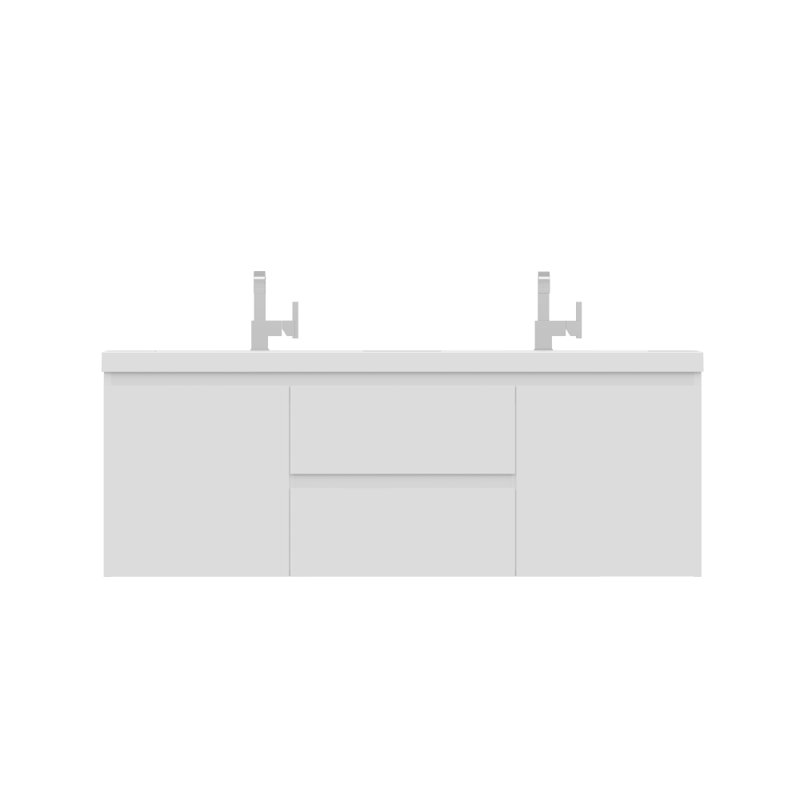 Ensemble de meuble-lavabo double mural 60 po Arjina, Palissandre