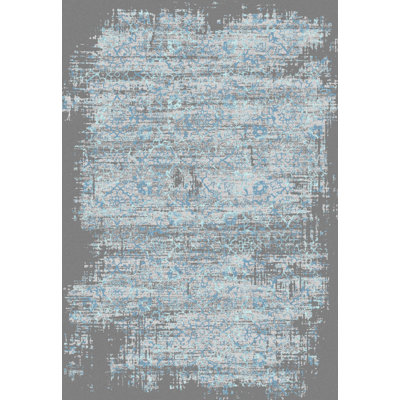 Tapis abstrait géométrique gris et bleu Schonbrunn