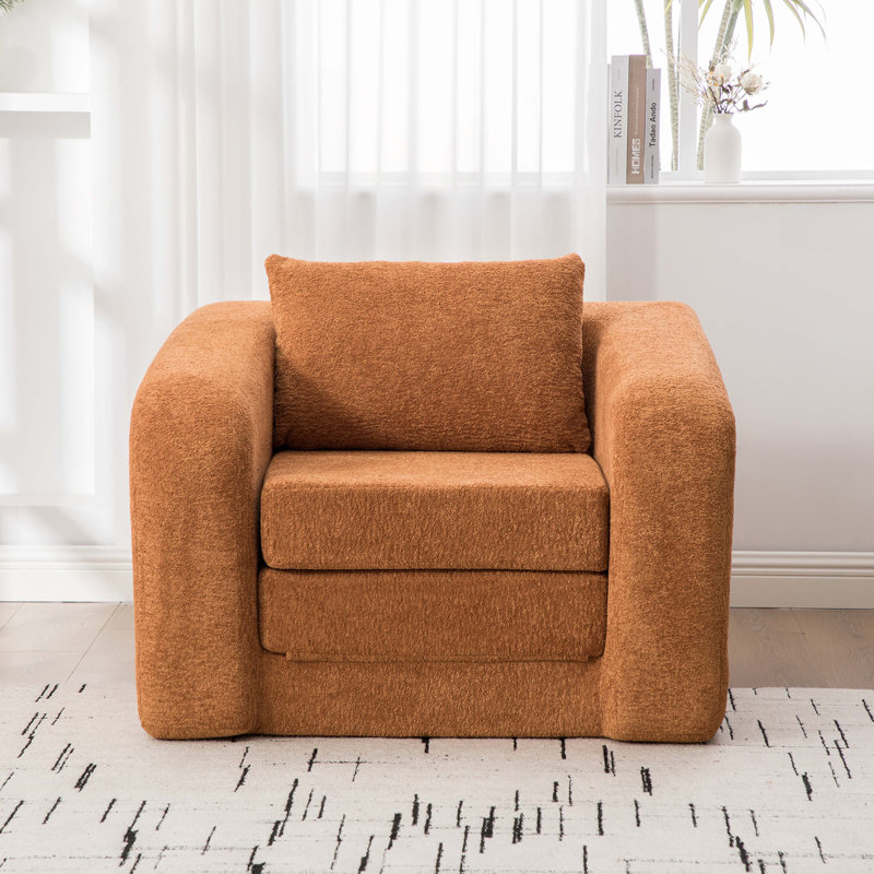 Canapé-lit simple pliable de 40 po avec accoudoirs et dossier, lit d'appoint convertible en chenille désossée avec matelas pour lit d'appoint, salon et chambre à coucher