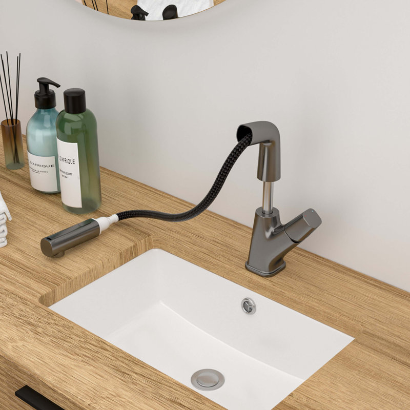 Pull-Down Bathroom Sink Faucet With Three Water Modes, Gunmetal Black