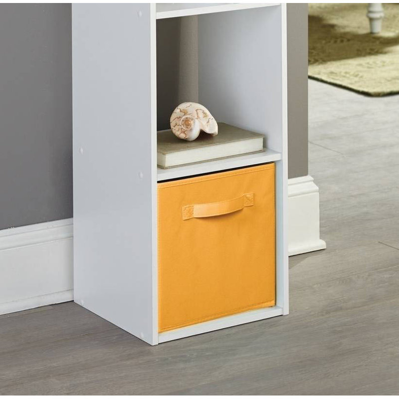 Cubeicals Fabric Basket 28cm Collapsible Storage Cube Drawer with Pull Handle, Orange Cream