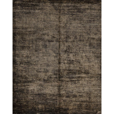 Tapis gris anthracite et or noué à la main de haute qualité