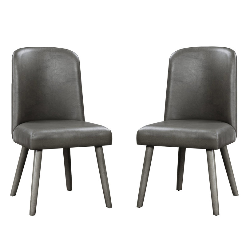 2 chaises d'appoint grises avec siège et dossier à tablier rembourré, style dossier solide, pieds en bois, 15 po entre le plancher et le siège, broche de meuble de salle à manger, pour