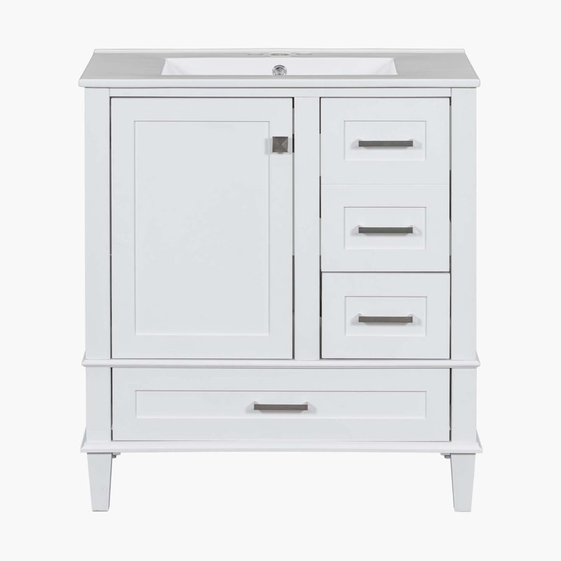 Ensemble de meuble-lavabo moderne 30 po avec meuble-lavabo 30 po, Blanc / argent