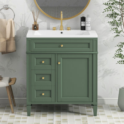 Bathroom Vanity with Top Sink, 2 Drawers and a Tip-out Drawer