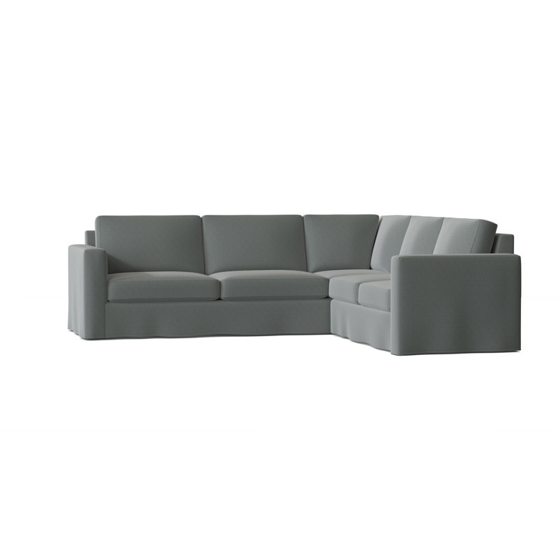 Canapé modulaire de coin large 108 po Bewley, Accoudoir à droite (vu de face), Merle bleu Marlow, Acajou