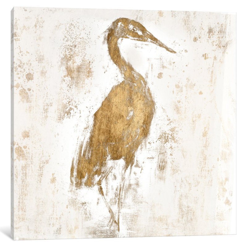 « gilded héron i », reproduction d’art sur toile, H 26 po x l 26 po x P 1,5 po