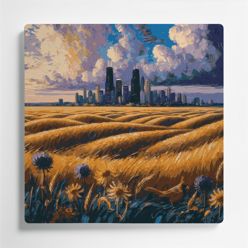 États-Unis, Illinois, art mural en métal mauve, H 12 po x l 12 po x P 0,05 po