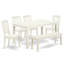Ensemble de table et chaises de cuisine 7 pièces comprenant une table de salle à manger rectangulaire et 6 chaises de salle à manger revêtues de tissu en lin, 36 x 60 pouces, blanc lin-276269944-276269950-276269893