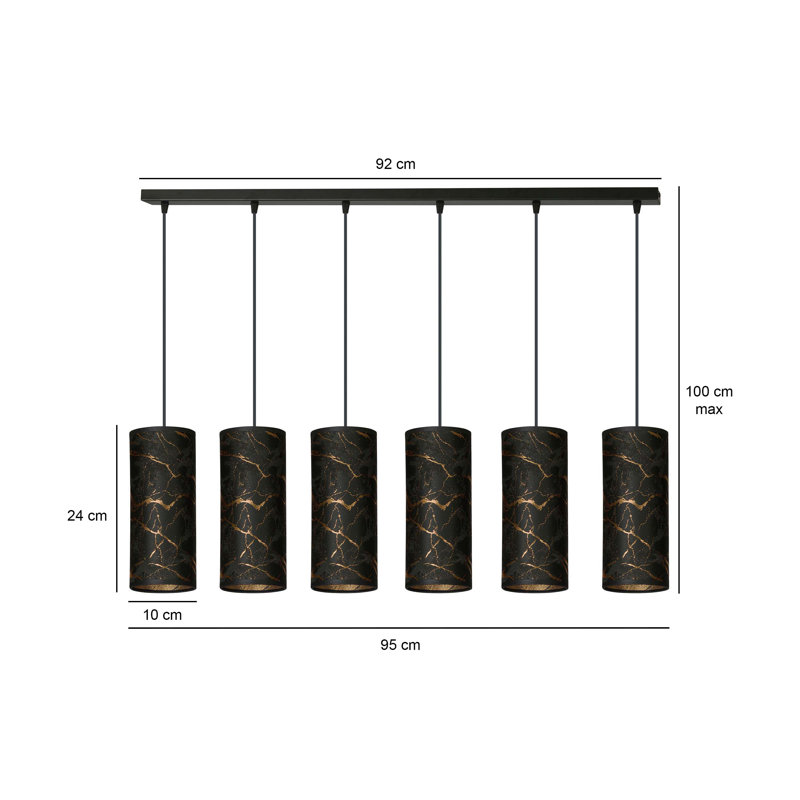 Sutter 6 - Light Kitchen Island Pendant, Black
