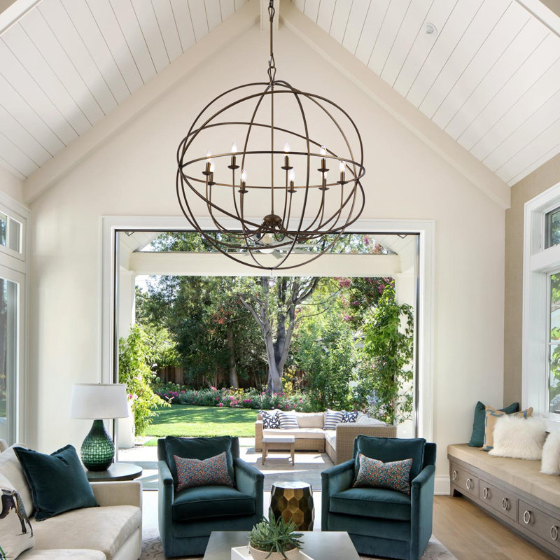 Shamaria 40-Inch Oversize 9 - Light Dimmable Globe Metal Chandelier