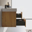Xiong 24,00 po X P 18,10 po P 25,20 po Meuble-lavabo mural H en bois de chêne avec plateau blanc