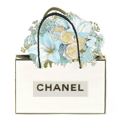 Bag with Floral Bouquet 1 Piece Wrapped Canvas Wall Art