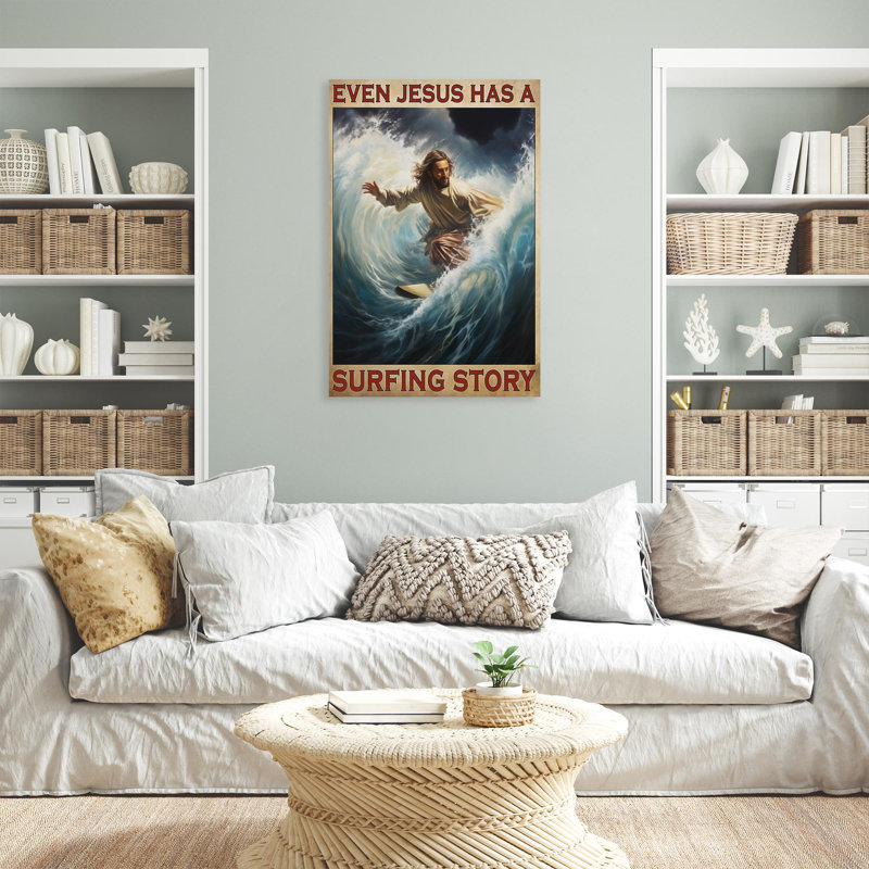 Même Jésus a une histoire de surf - 1 pièce Rectangle même Jésus a une histoire de surf - 1 pièce Rectangle, impression sur toile tendue sur toile tendue