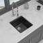 Évier de bar à quartz - Évier de cuisine encastrable en granite noir 17 po x 19 po x 9,65 po