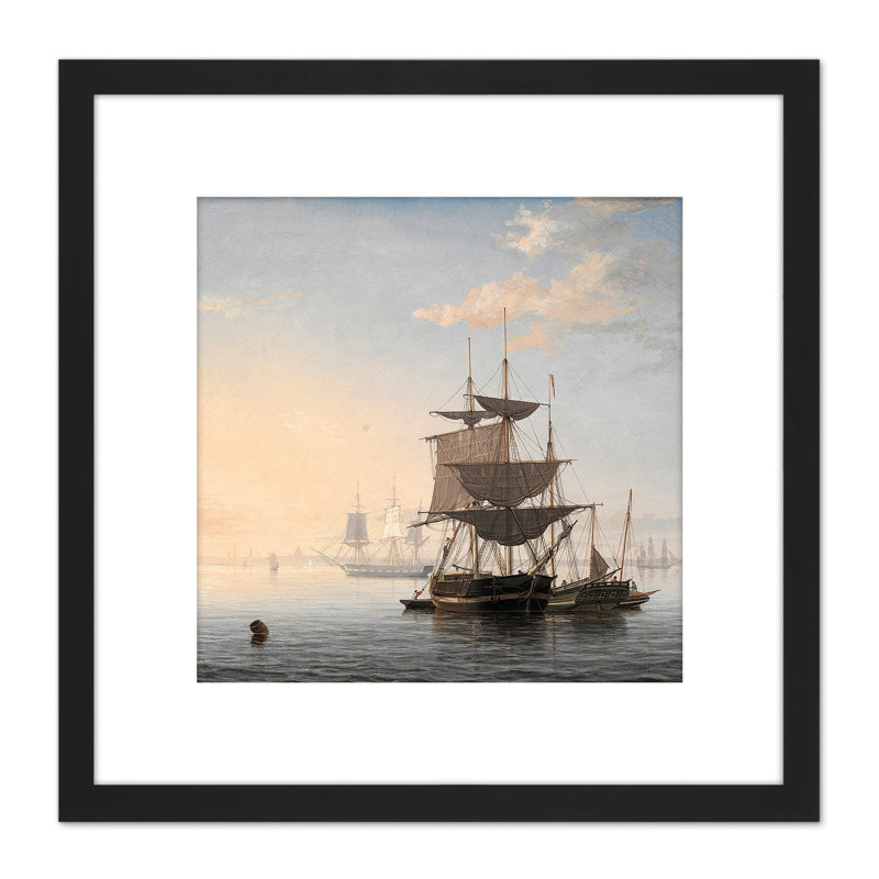 Lane Harbour of Boston City In Distance 1 Piece Single Picture Frame Painting