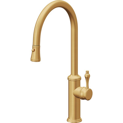 Davoli Pull-Down Kitchen Faucet with Button Sprayer - High Arc Spout