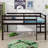Full Size Bed Frame Compact Rubberwood Loft Bed With Steps-199812385