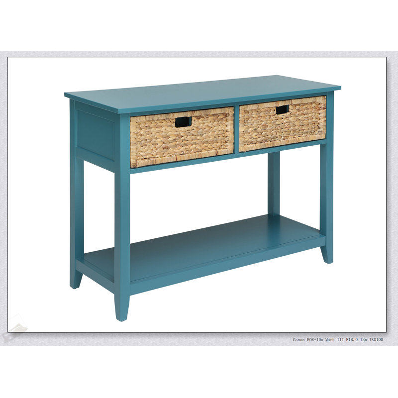 Flavius Teal Finish Console Table With Spacious Storage And Modern Design For Elegant Home Decor, Teal