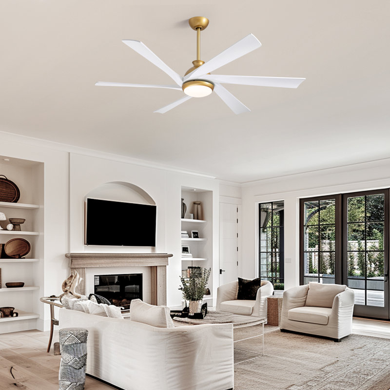 64" Ceiling Fan With LED Lights, Remote Control and Quiet Reversible DC Motor