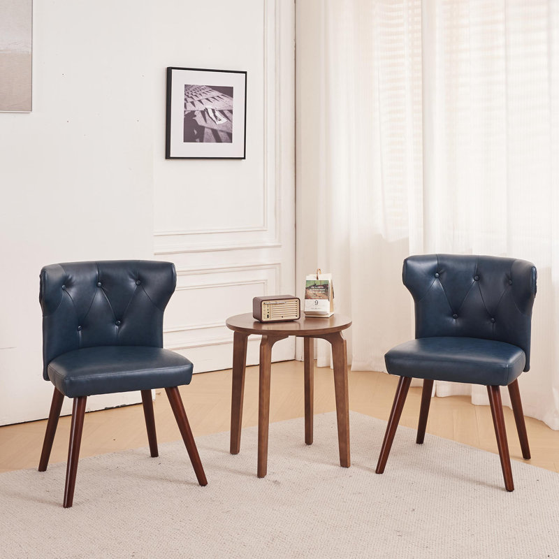 Cocamo Leather Wingback Dining Chair, Dark Blue