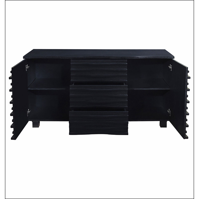 Monette Black 3-drawer Server
